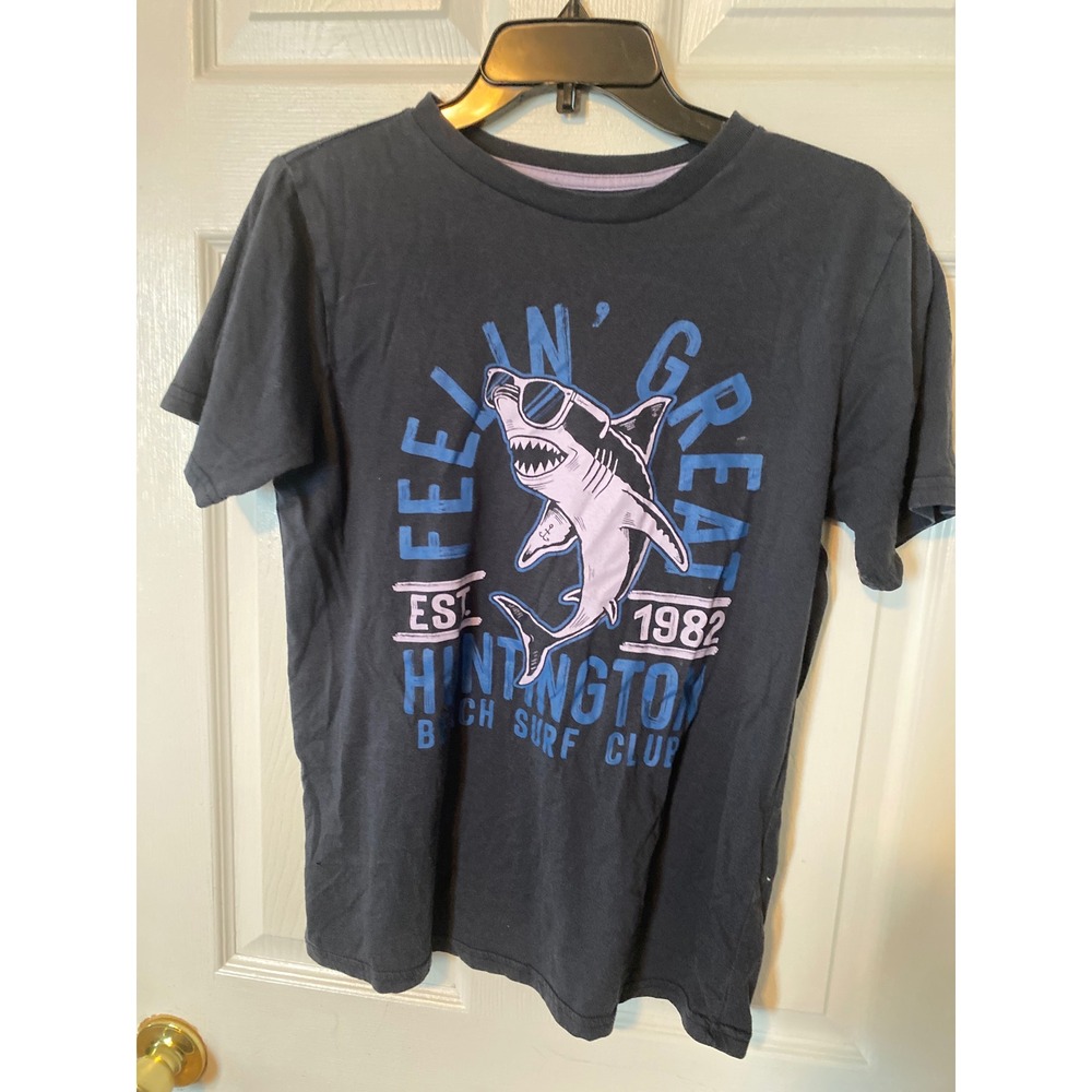 Thereabouts Boys Shark Graphic Tee Feelin Great Huntington Beach Gray XL 18/20